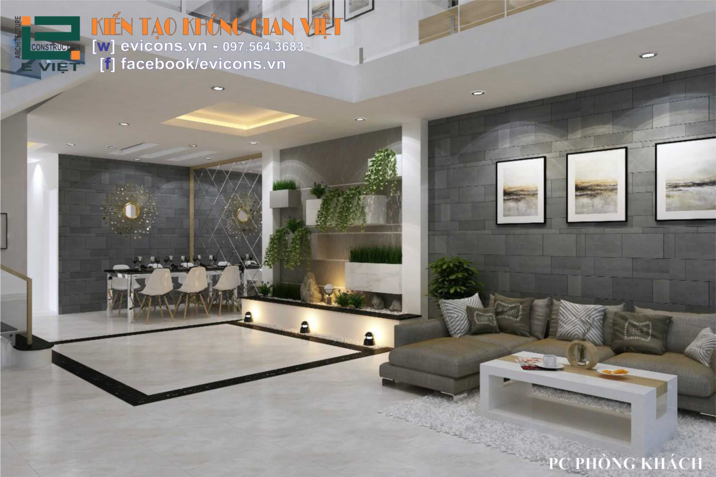 không gian phòng khách của căn nhà