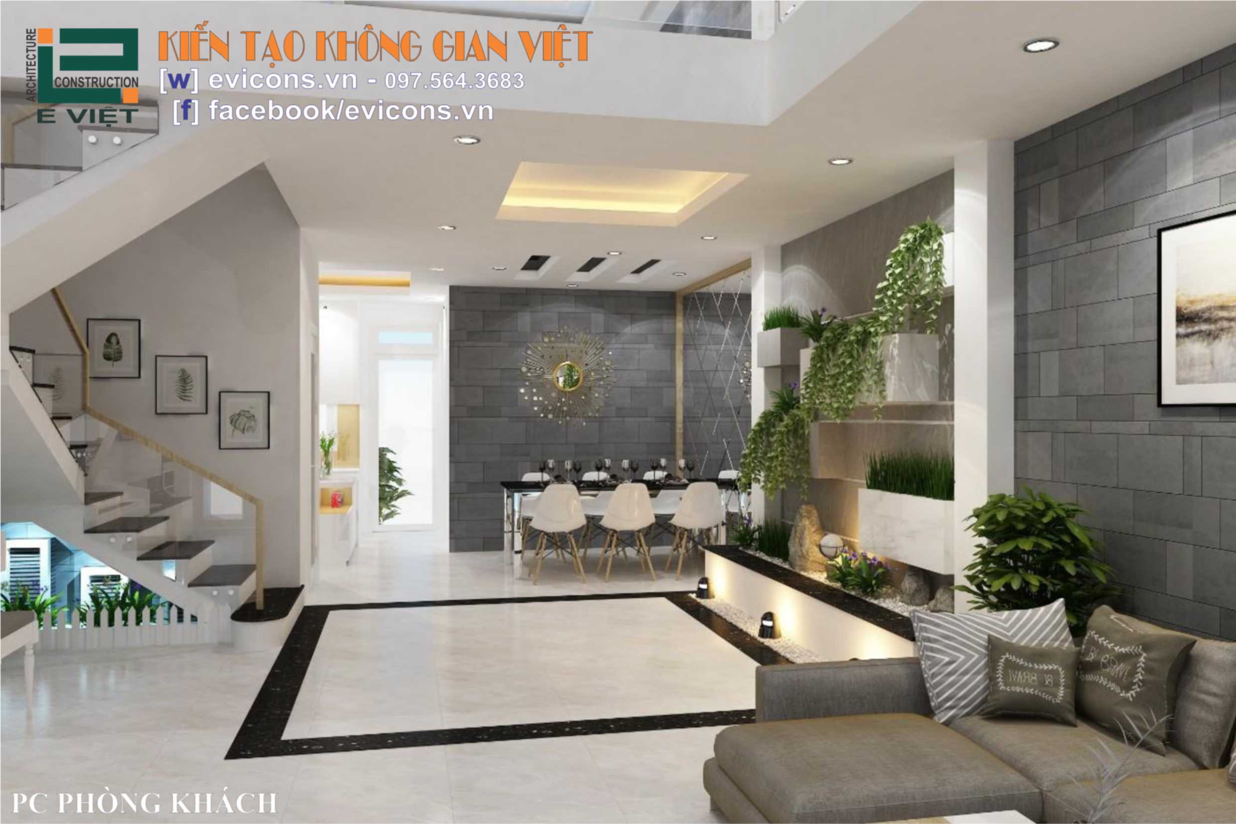 phòng khách với không gian vô cùng thoáng đãng