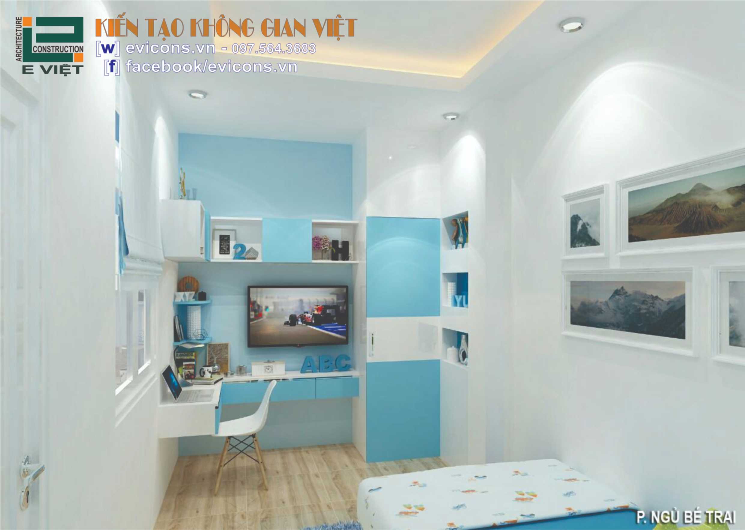 không gian phòng ngủ bé trai