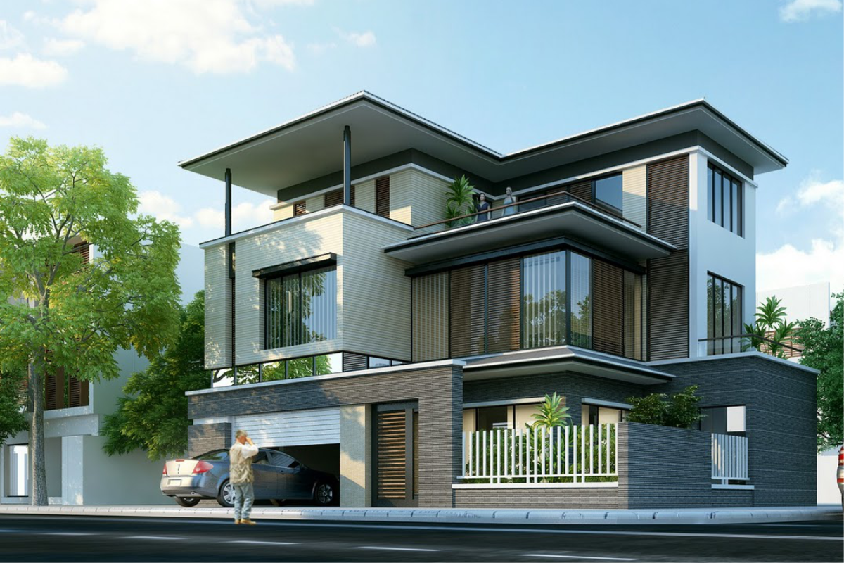 mẫu biệt thự chữ L đẹp