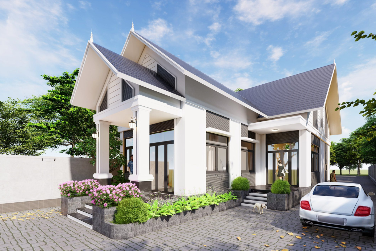 nhà cấp 4 mái Thái chữ L