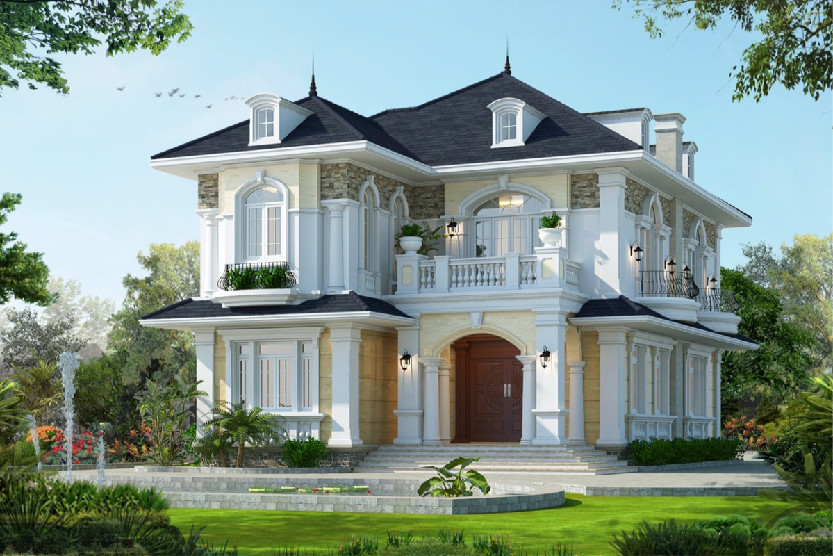 biệt thự sân vườn mái thái